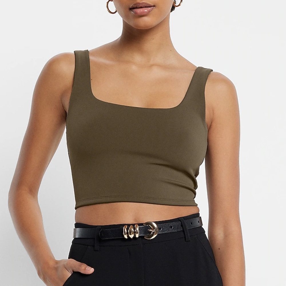 Express green crop tank size small